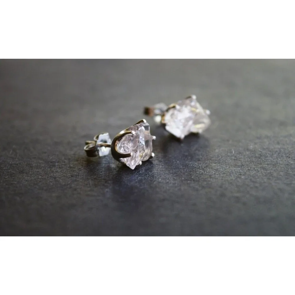 Lake County diamond earrings, 925 sterling silver, raw gemstones
